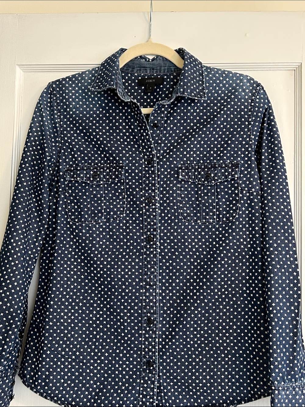 J. Crew Denim button down blouse.  Size 8. EUC